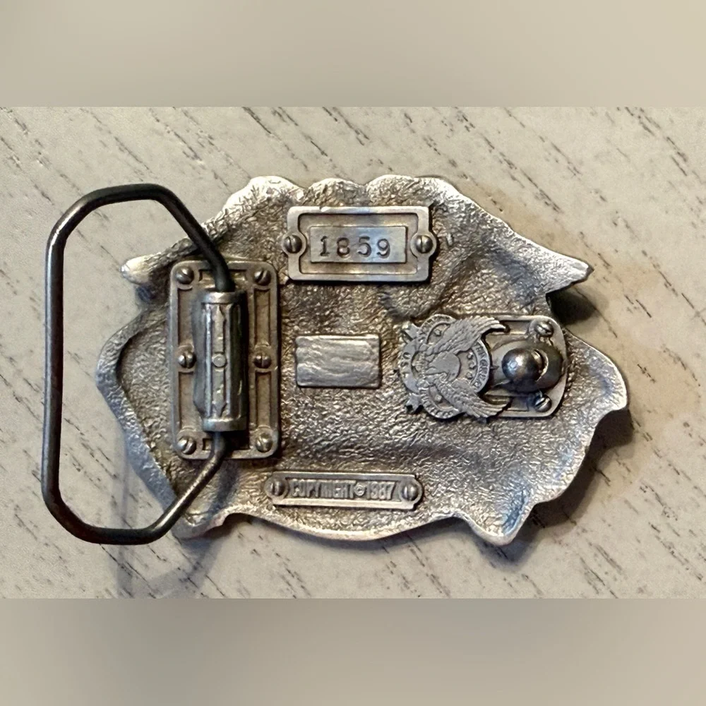 1987 American by Birth Texan by the Grace of God Eagle & Flags  Belt Buckle